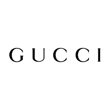 Gucci Schwarz-weißes Logo von Gucci in eleganter Schriftart.